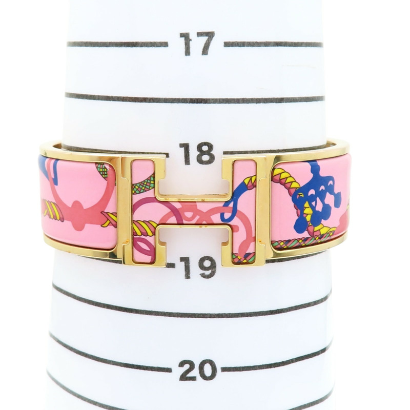 粉色 印花琺瑯 金色鍍金 Clic Clac H手環【HERMES 愛馬仕】 H304001FOA4GM-13