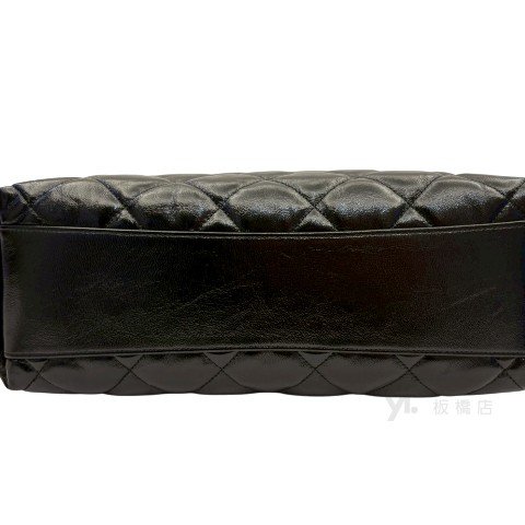 Chanel 黑油臘羊皮粗鍊肩背Hobo包AS4912-5