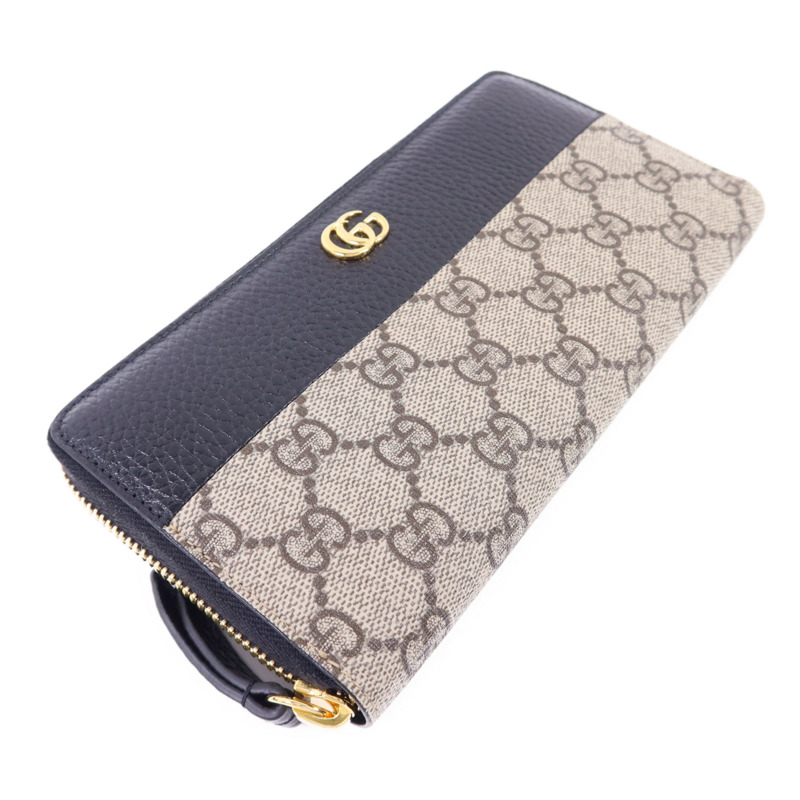 GUCCI 塗層帆布/牛皮皮革GG Marmont Long Wallet金扣長錢包-2