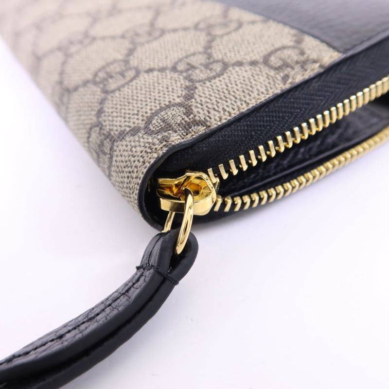 GUCCI 塗層帆布/牛皮皮革GG Marmont Long Wallet金扣長錢包-7