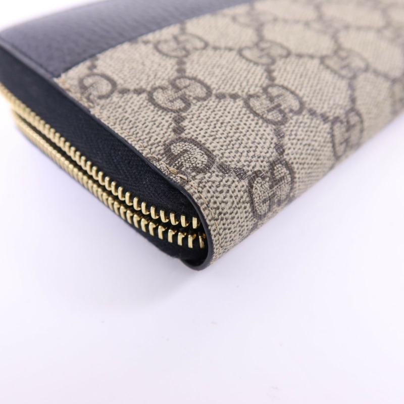 GUCCI 塗層帆布/牛皮皮革GG Marmont Long Wallet金扣長錢包-10