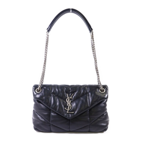 YVES SAINT LAURENT 羊皮皮革Puffer Small銀扣鏈帶肩背袋