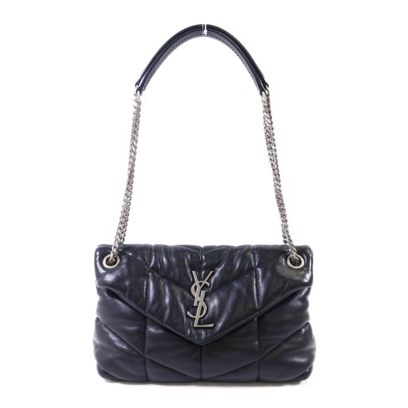 YVES SAINT LAURENT 羊皮皮革Puffer Small銀扣鏈帶肩背袋-0