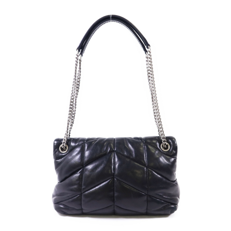 YVES SAINT LAURENT 羊皮皮革Puffer Small銀扣鏈帶肩背袋-1