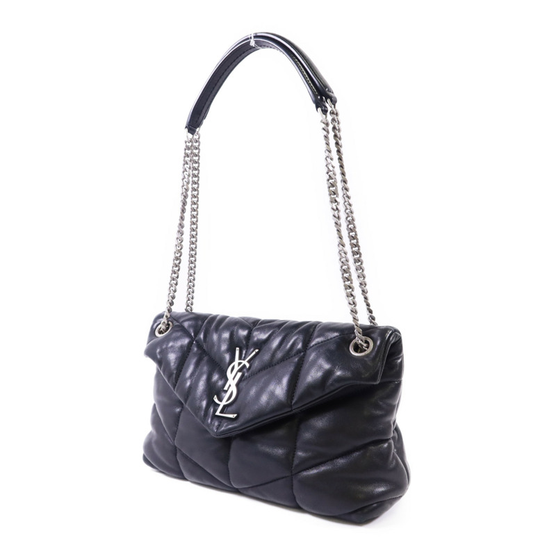 YVES SAINT LAURENT 羊皮皮革Puffer Small銀扣鏈帶肩背袋-2