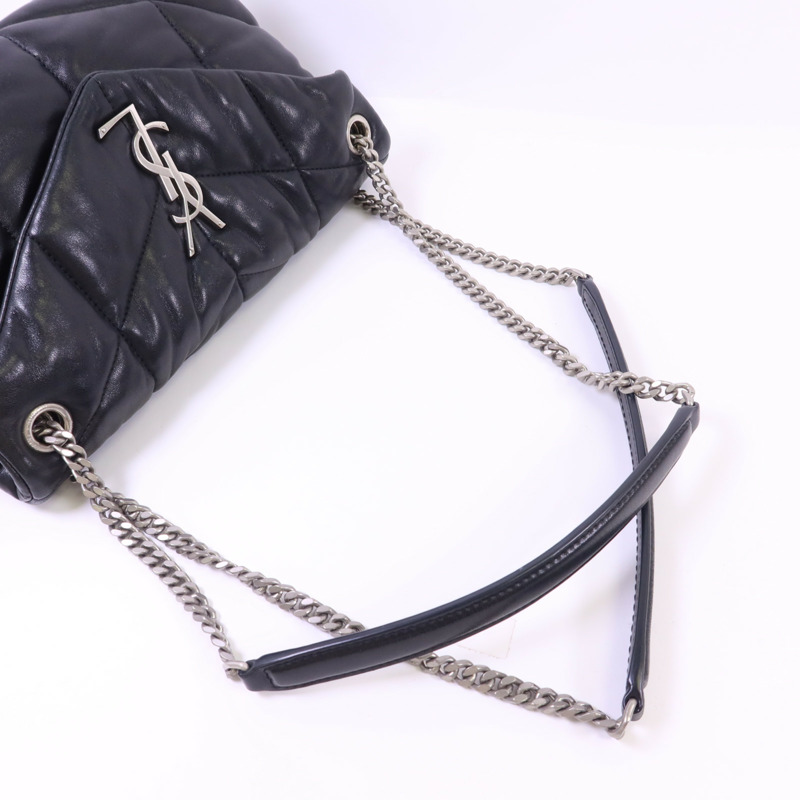 YVES SAINT LAURENT 羊皮皮革Puffer Small銀扣鏈帶肩背袋-4