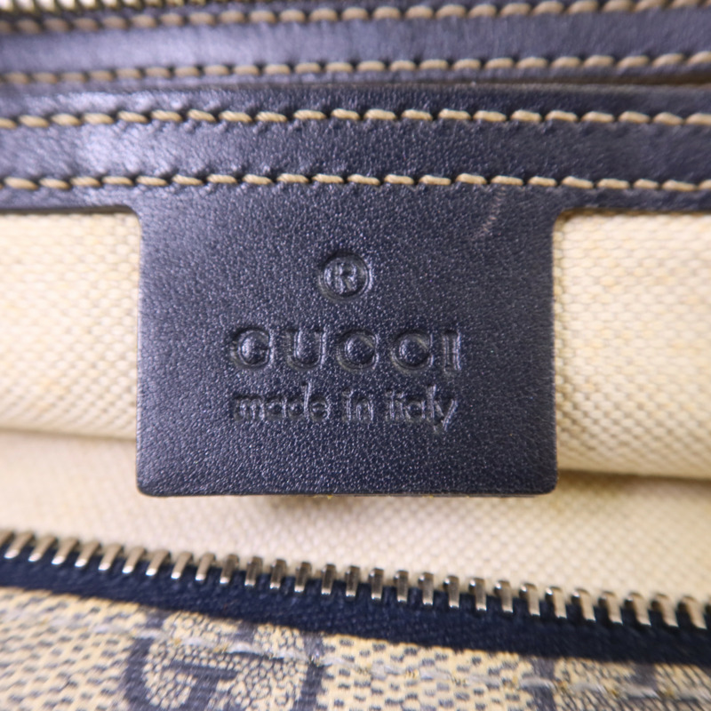 GUCCI 塗層帆布Tote Bag銀扣手挽袋-6