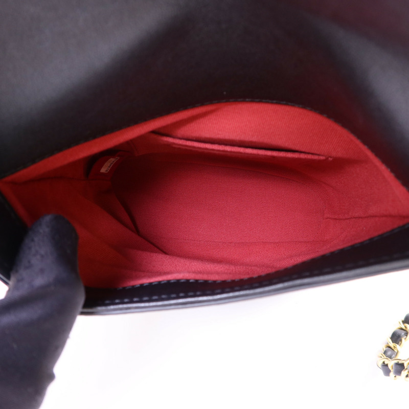 CHANEL 牛皮皮革Chain Shoulder Bag金扣鏈帶肩背袋-5