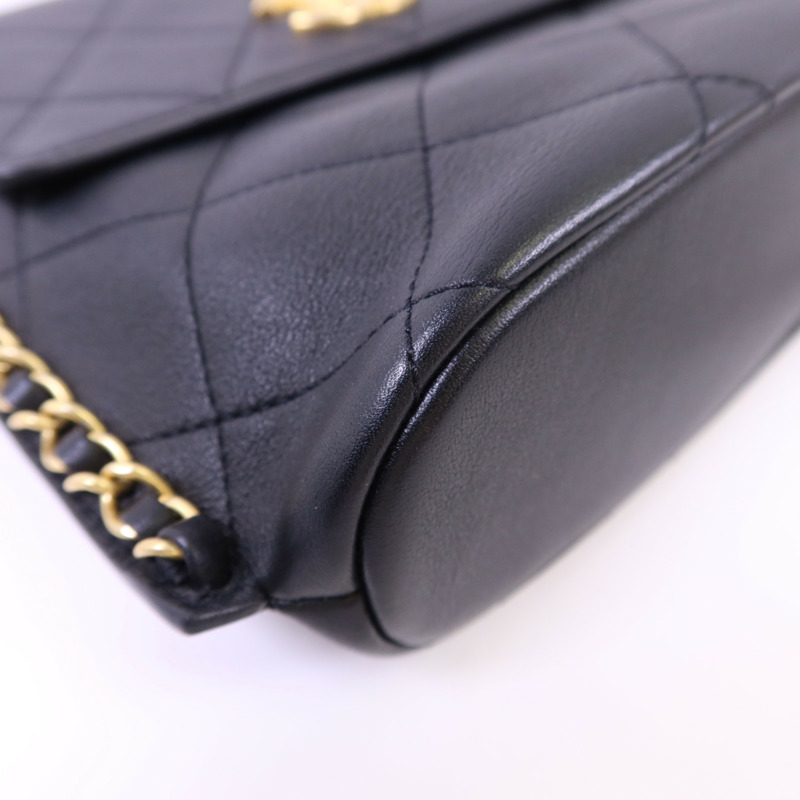 CHANEL 牛皮皮革Chain Shoulder Bag金扣鏈帶肩背袋-12