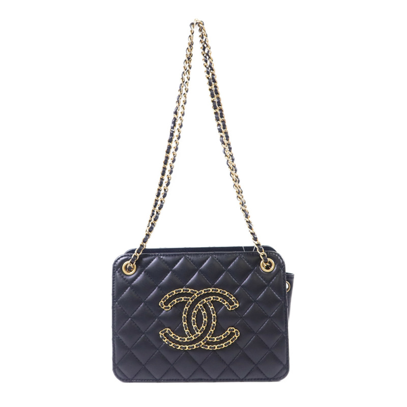 CHANEL 牛皮皮革Chain Shoulder Bag金扣鏈帶肩背袋-0