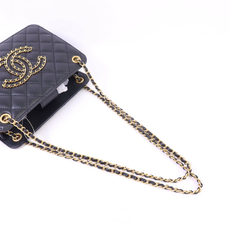 CHANEL 牛皮皮革Chain Shoulder Bag金扣鏈帶肩背袋-4
