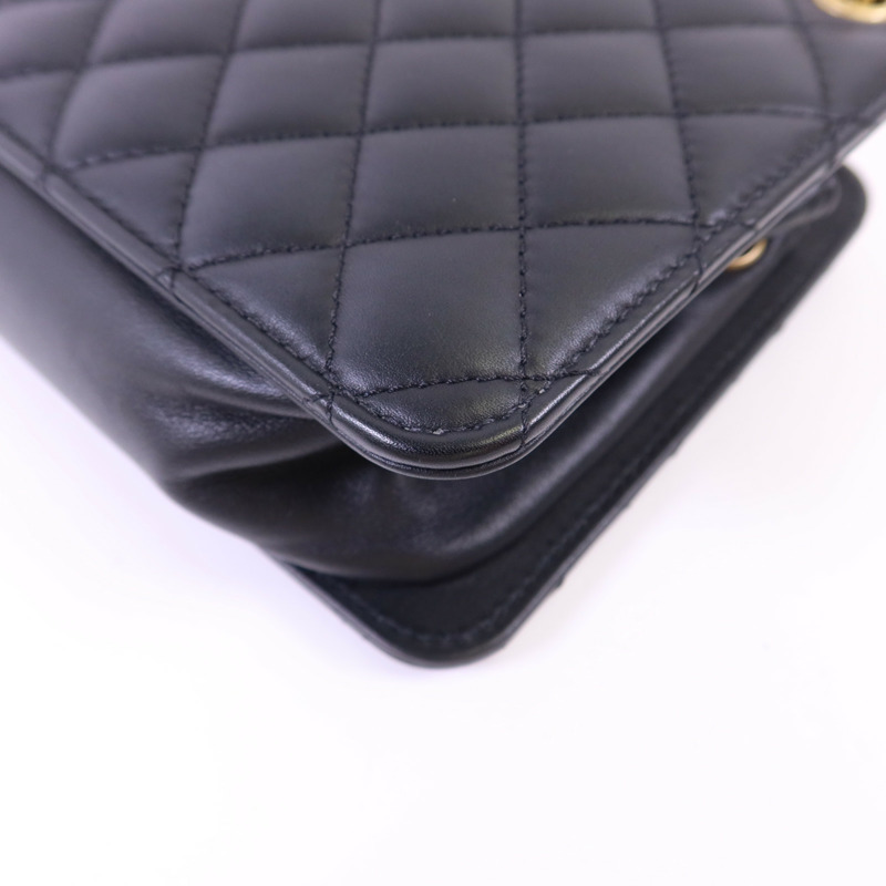 CHANEL 牛皮皮革Chain Shoulder Bag金扣鏈帶肩背袋-13