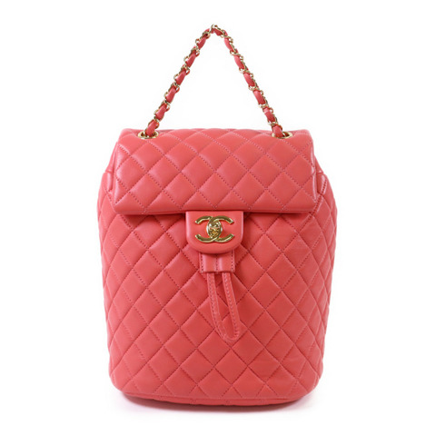 CHANEL 羊皮皮革Backpack金扣背包