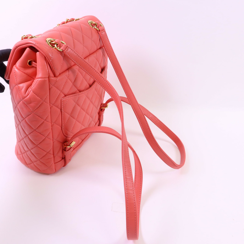 CHANEL 羊皮皮革Backpack金扣背包-4