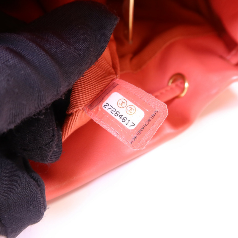 CHANEL 羊皮皮革Backpack金扣背包-7