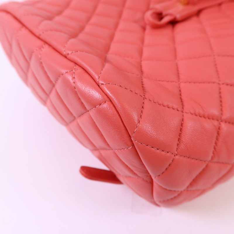 CHANEL 羊皮皮革Backpack金扣背包-10