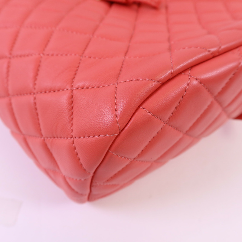 CHANEL 羊皮皮革Backpack金扣背包-11