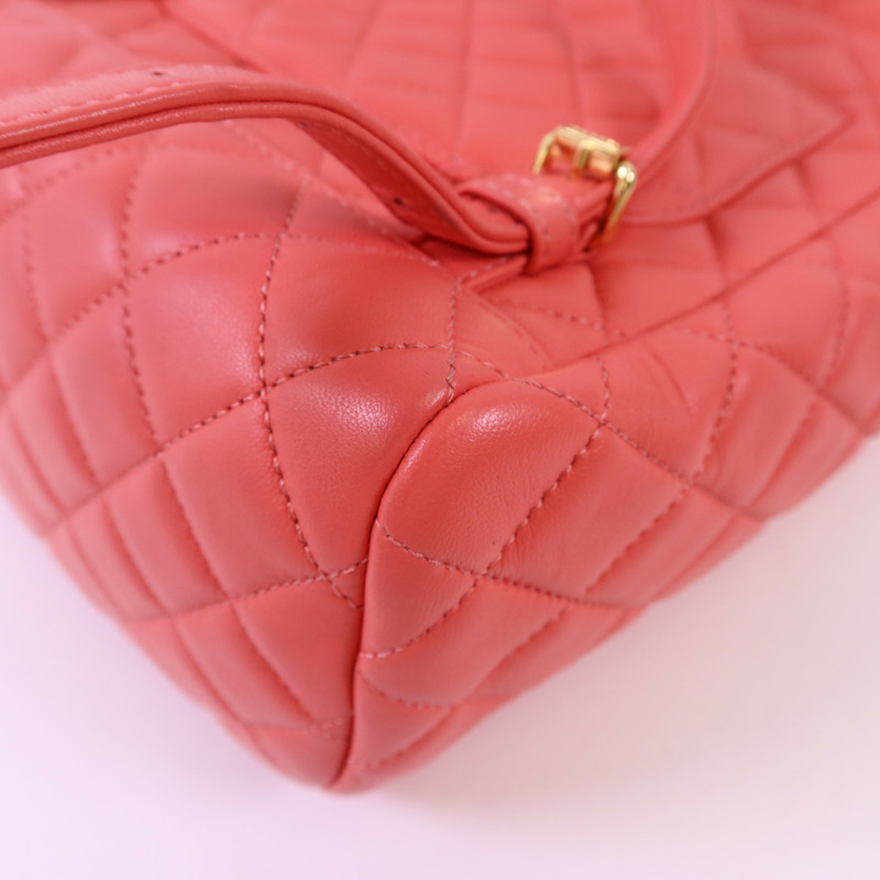 CHANEL 羊皮皮革Backpack金扣背包-12