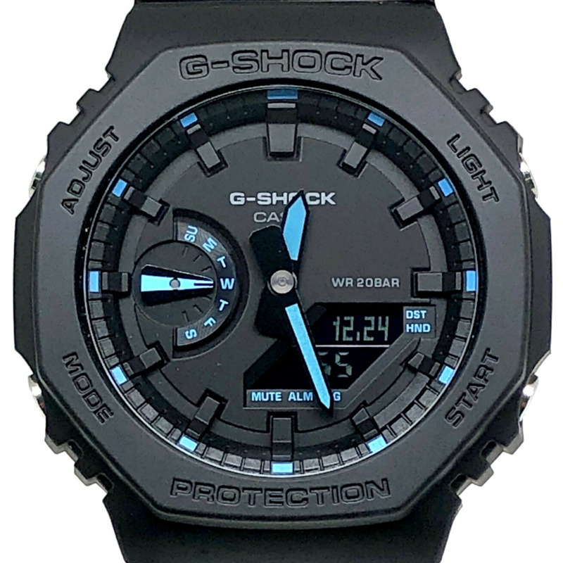 卡西歐 G-SHOCK GA-2100-1A2 霓虹系列八角形腕錶，橡木色錶殼，黑色/藍色指針/數位雙顯，雙 LED 背光，2022 年 2 月發售，Mikunigaoka 專賣店販售。-0