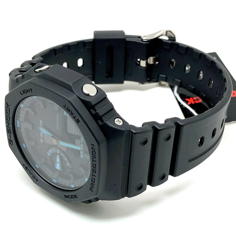 卡西歐 G-SHOCK GA-2100-1A2 霓虹系列八角形腕錶，橡木色錶殼，黑色/藍色指針/數位雙顯，雙 LED 背光，2022 年 2 月發售，Mikunigaoka 專賣店販售。-4