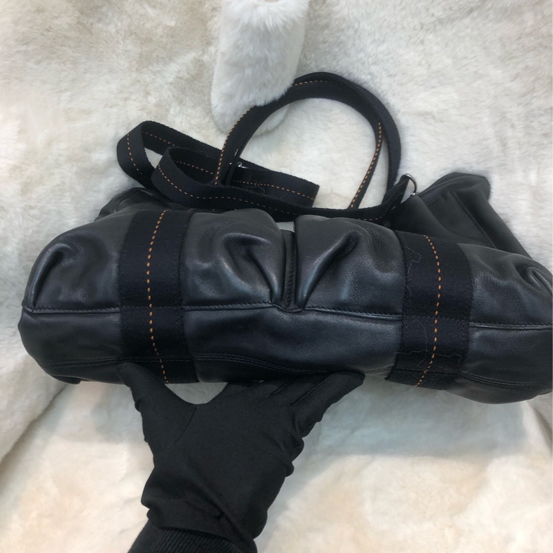 Hermes 2way 橙色線牛皮Tote XB334-4