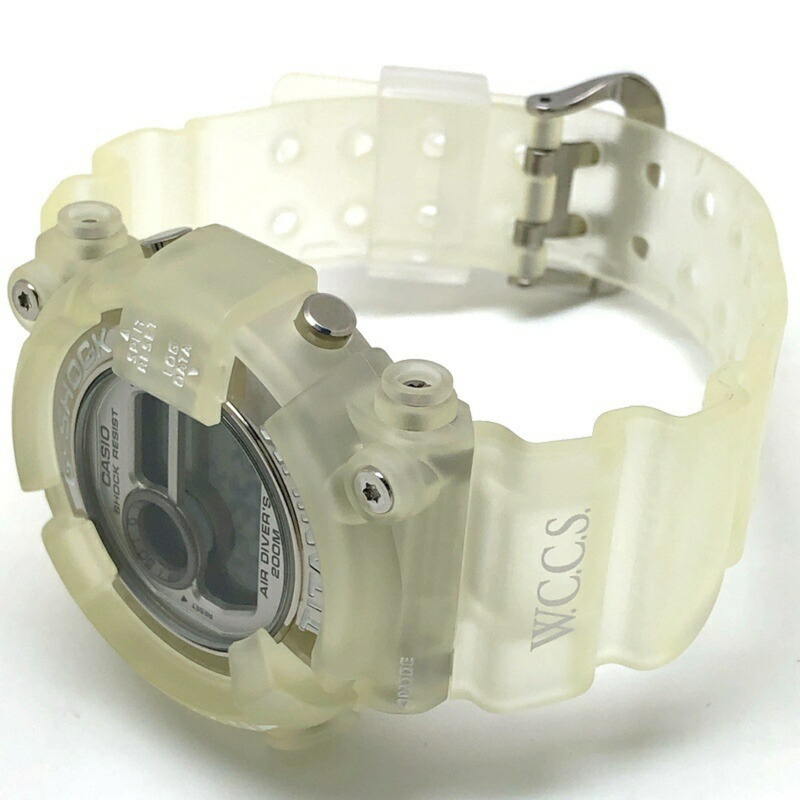 Casio G-SHOCK 手錶 DW-8201WC-7T FROGMAN WCCS 蛙人系列 白色鏤空鈦金屬錶殼 三重蝠鱝 EL 世界珊瑚礁保護協會 1998 年 6 月發售 Mikunigaoka 商店-4