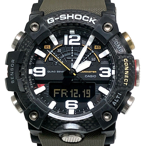 卡西歐 G-SHOCK 手錶 GG-B100-1A3 MUDMASTER 雙 LED 照明 四重感應器 碳纖維核心防護結構 行動連接 防泥 黑色 x 卡其色 Mikunigaoka 店