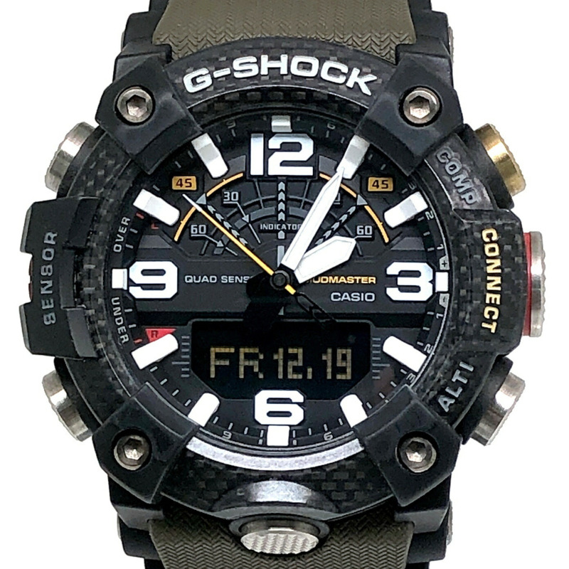 卡西歐 G-SHOCK 手錶 GG-B100-1A3 MUDMASTER 雙 LED 照明 四重感應器 碳纖維核心防護結構 行動連接 防泥 黑色 x 卡其色 Mikunigaoka 店-0