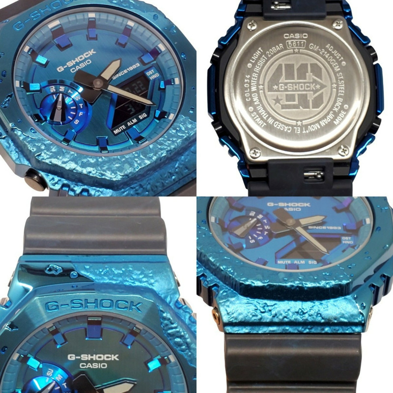 卡西歐 G-SHOCK 手錶 GM-2140GEM-2A 40週年紀念版 冒險家之石紀念款 卡西歐橡木八角形錶殼 金屬錶帶 藍色指針/數位雙顯 2023年1月發售 海塚店-3