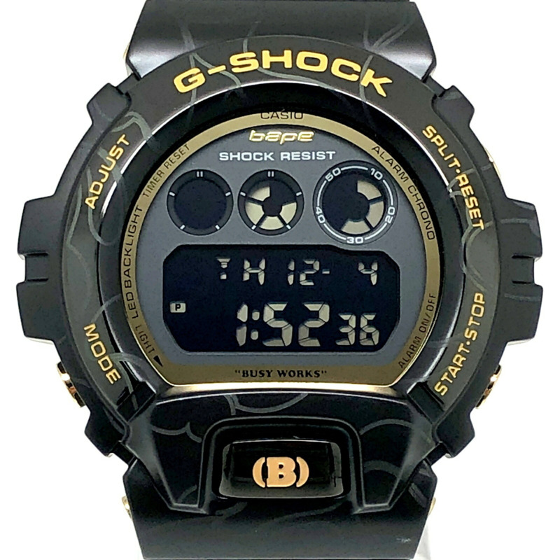 卡西歐 G-SHOCK 手錶 GM-6900BAPE-1 BAPE 30週年紀念版獨家款 A週年紀念款 金屬錶圈 黑色迷彩 2023年11月發售 Mikunigaoka 店鋪-0