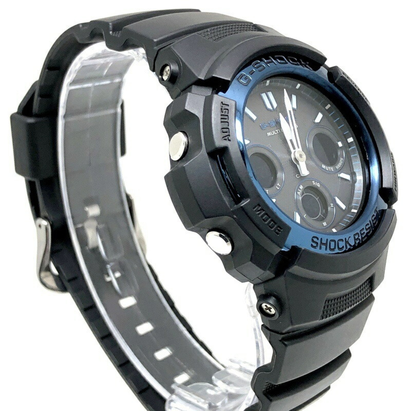 卡西歐 G-SHOCK 手錶 AWG-M100A-1A 電波太陽能強韌多頻段 6 LED 照明 緊湊型 黑色 金屬藍 2012 年 1 月發售 Mikunigaoka 商店-1