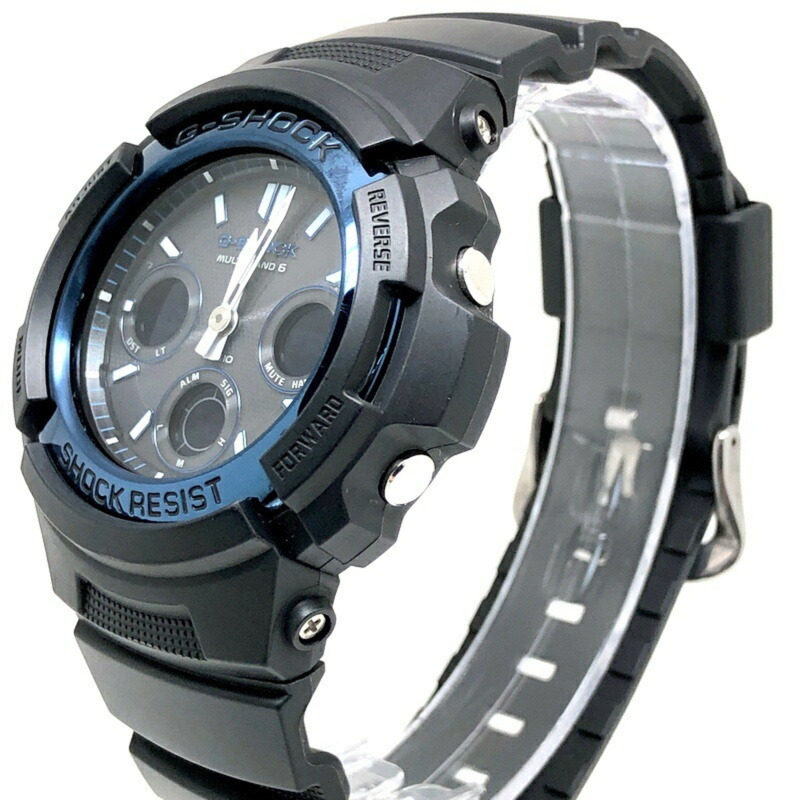 卡西歐 G-SHOCK 手錶 AWG-M100A-1A 電波太陽能強韌多頻段 6 LED 照明 緊湊型 黑色 金屬藍 2012 年 1 月發售 Mikunigaoka 商店-2