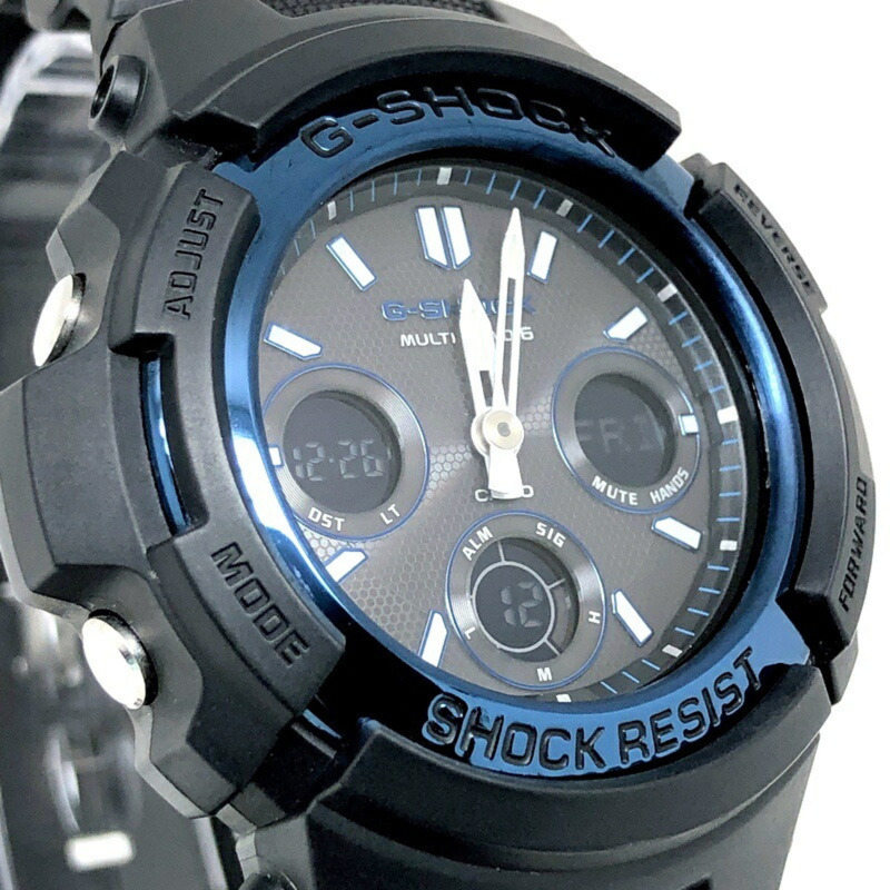 卡西歐 G-SHOCK 手錶 AWG-M100A-1A 電波太陽能強韌多頻段 6 LED 照明 緊湊型 黑色 金屬藍 2012 年 1 月發售 Mikunigaoka 商店-3