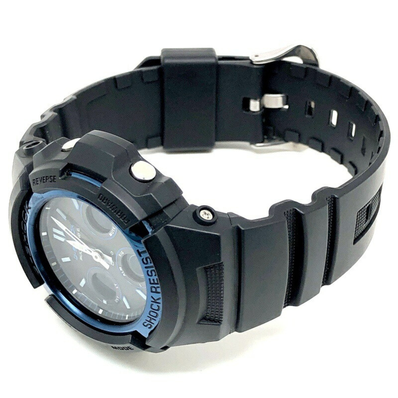 卡西歐 G-SHOCK 手錶 AWG-M100A-1A 電波太陽能強韌多頻段 6 LED 照明 緊湊型 黑色 金屬藍 2012 年 1 月發售 Mikunigaoka 商店-4