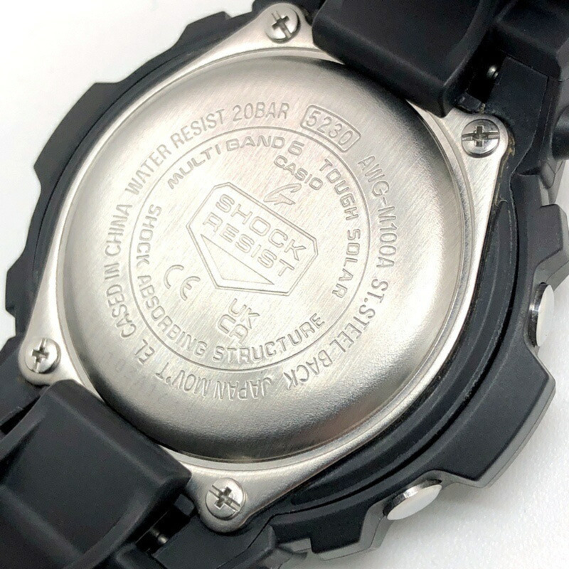 卡西歐 G-SHOCK 手錶 AWG-M100A-1A 電波太陽能強韌多頻段 6 LED 照明 緊湊型 黑色 金屬藍 2012 年 1 月發售 Mikunigaoka 商店-7