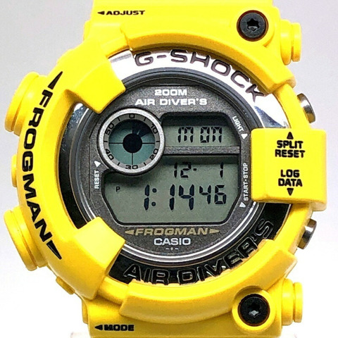 卡西歐 G-SHOCK 手錶 DW-8250Y-9T 蛙人系列 黃色款 蛙人系列 黃色款 不鏽鋼錶殼 潛水蛙 EL 錶盤 1998年3月發售 三國丘店