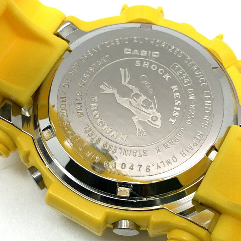 卡西歐 G-SHOCK 手錶 DW-8250Y-9T 蛙人系列 黃色款 蛙人系列 黃色款 不鏽鋼錶殼 潛水蛙 EL 錶盤 1998年3月發售 三國丘店-7