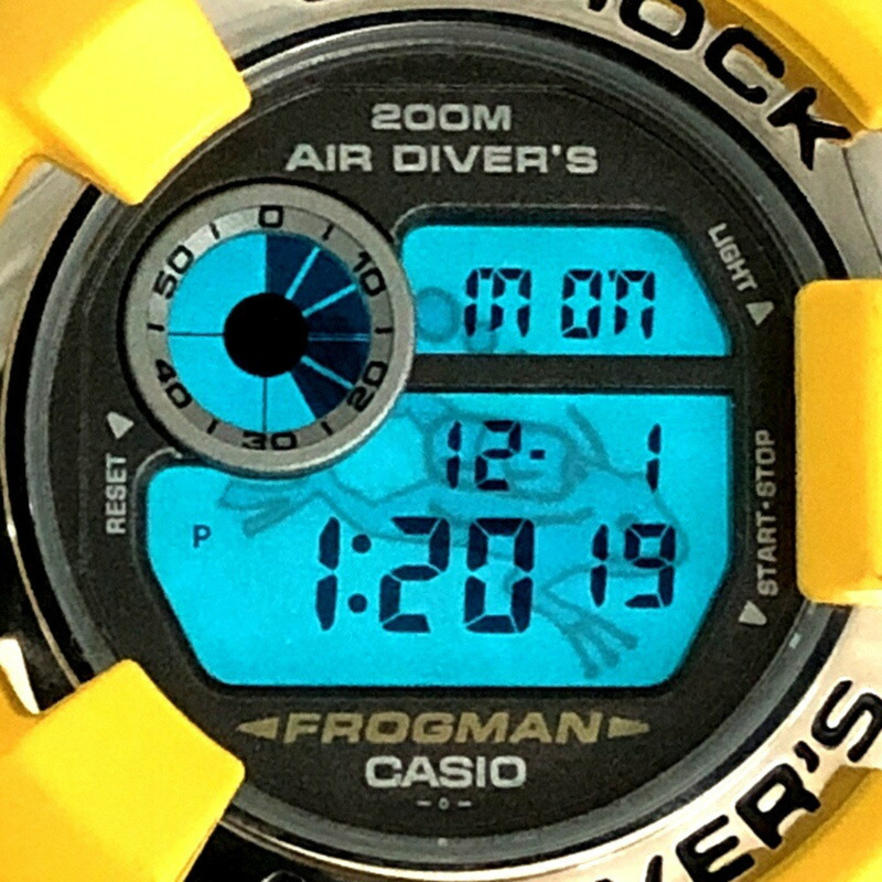 卡西歐 G-SHOCK 手錶 DW-8250Y-9T 蛙人系列 黃色款 蛙人系列 黃色款 不鏽鋼錶殼 潛水蛙 EL 錶盤 1998年3月發售 三國丘店-8