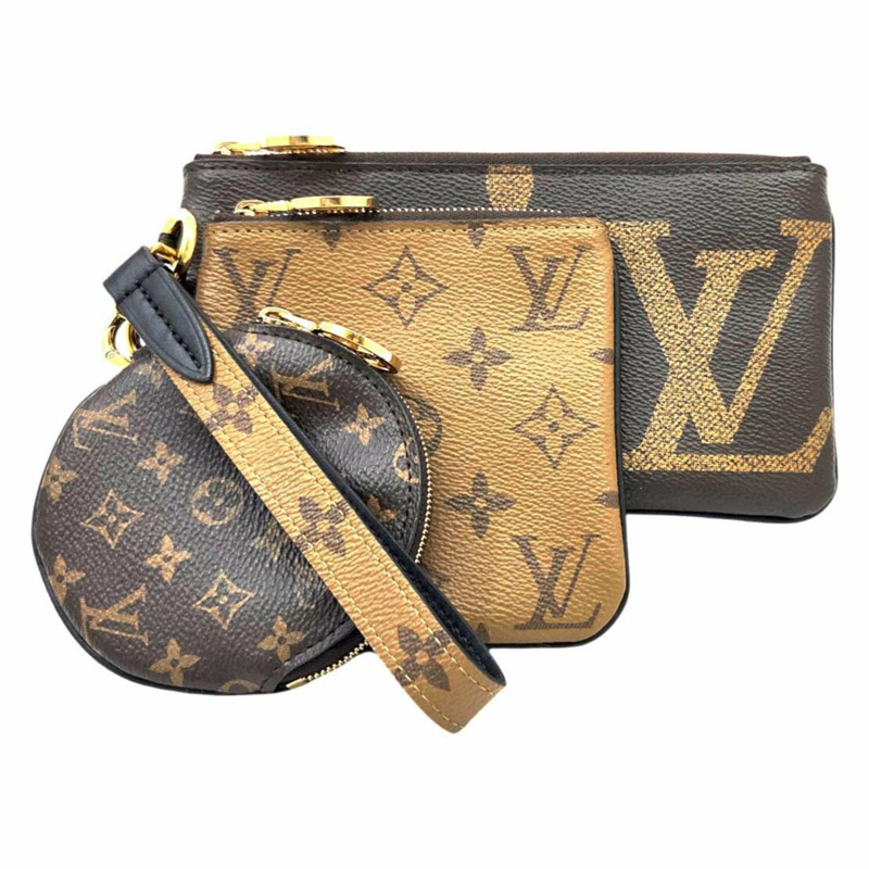 路易威登 Monogram Giant Reverse Pochette Trio M68756 TJ4179 迷你手拿包 棕色 男女款-0