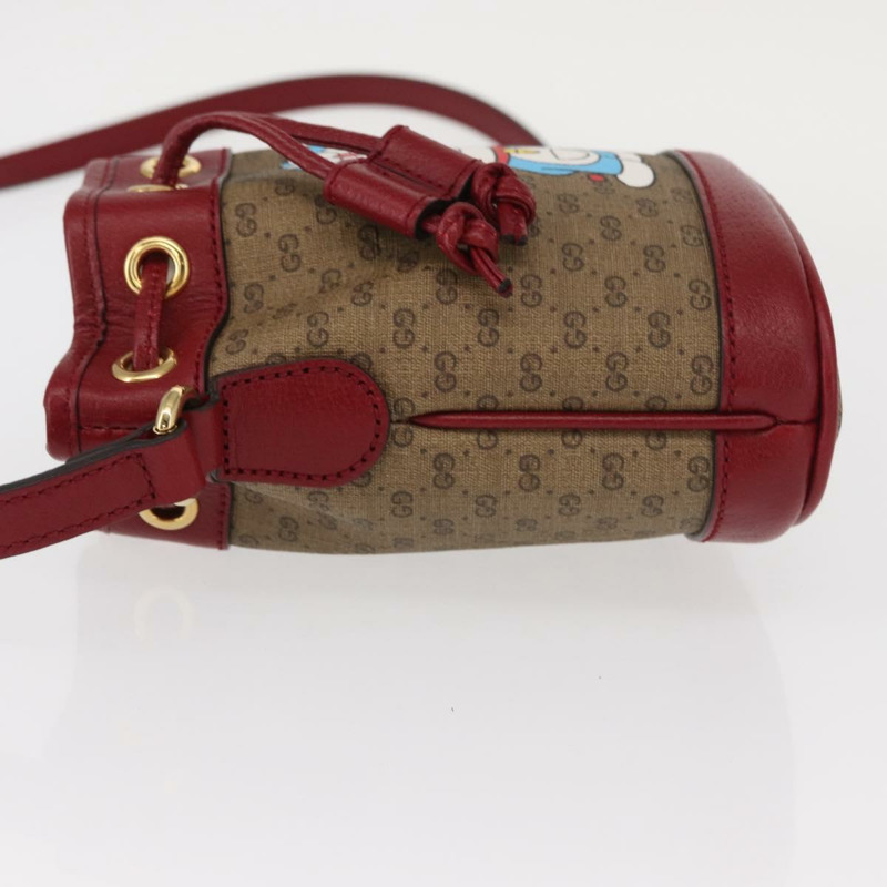 【日本直送】GUCCI Micro GG Supreme哆啦A夢肩包 PVC 米色 金色 647801 正品 161141SM-3