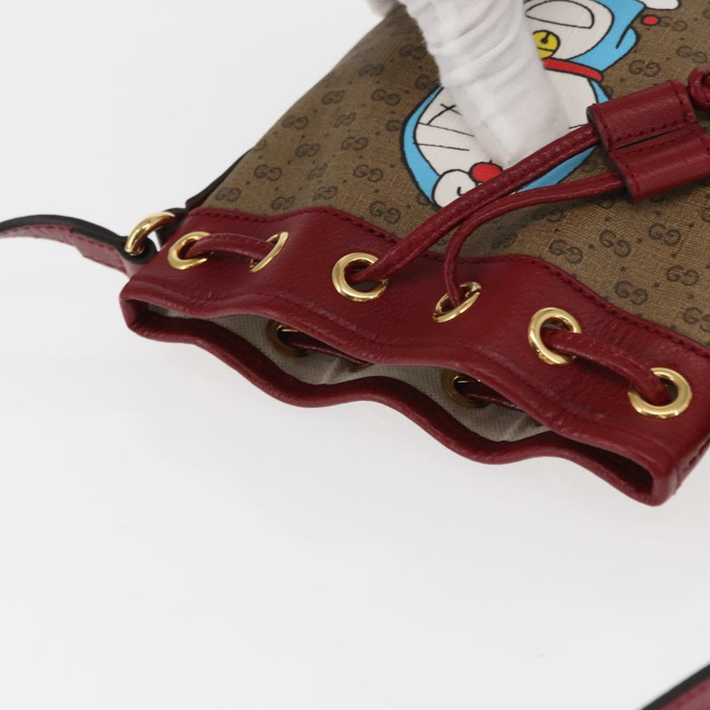 【日本直送】GUCCI Micro GG Supreme哆啦A夢肩包 PVC 米色 金色 647801 正品 161141SM-5