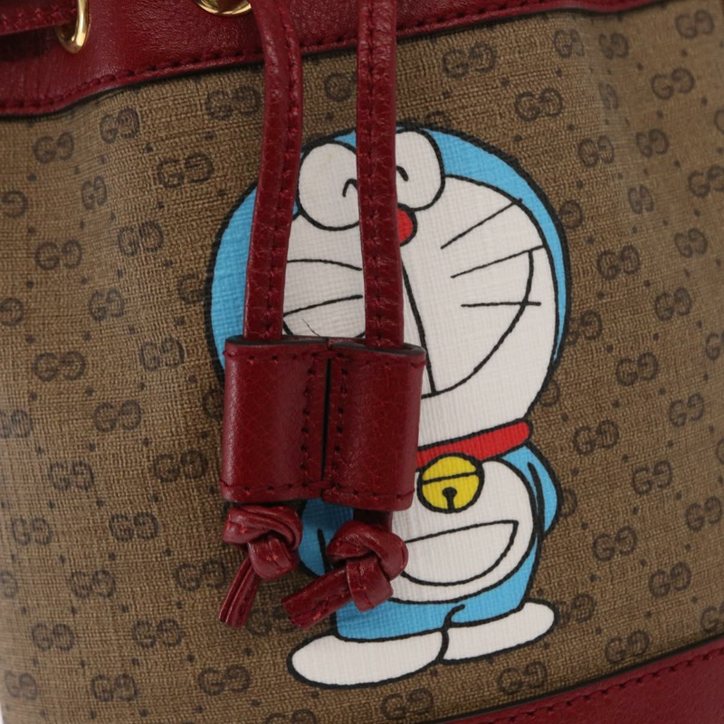 【日本直送】GUCCI Micro GG Supreme哆啦A夢肩包 PVC 米色 金色 647801 正品 161141SM-17