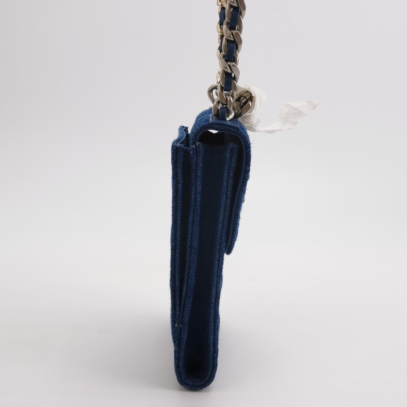 Chanel 牛仔布雙C logo斜挎包 尺寸約17x10-3