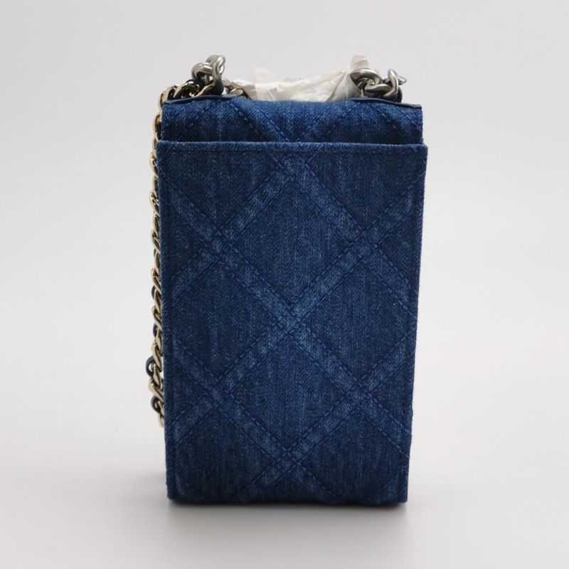 Chanel 牛仔布雙C logo斜挎包 尺寸約17x10-4