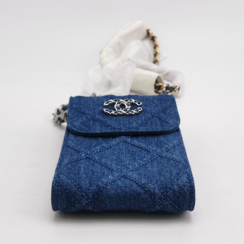 Chanel 牛仔布雙C logo斜挎包 尺寸約17x10-5
