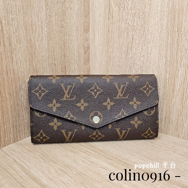 [品況新LV銷量最好長夾❣️] LV老花金釦紫紅Sarah長夾-0