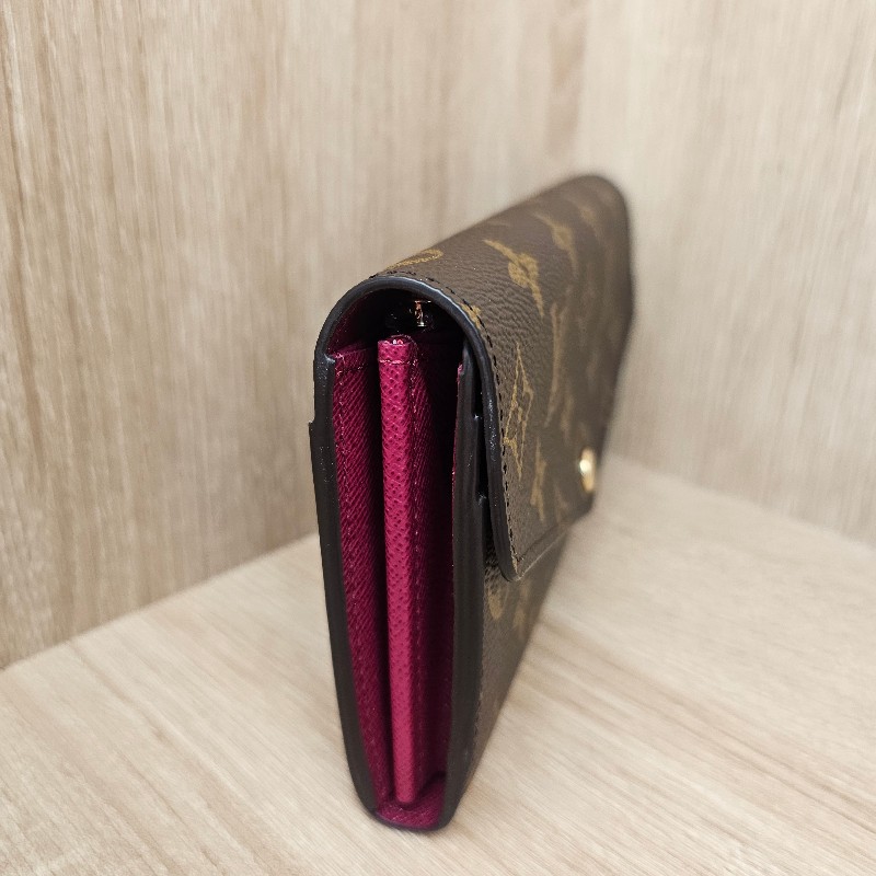 [品況新LV銷量最好長夾❣️] LV老花金釦紫紅Sarah長夾-3