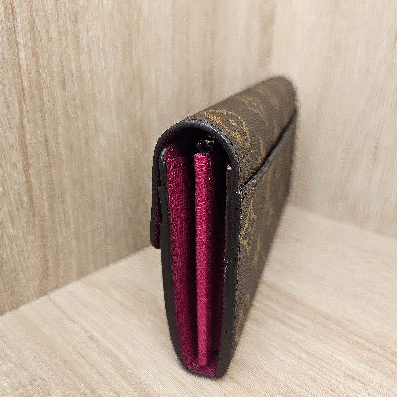 [品況新LV銷量最好長夾❣️] LV老花金釦紫紅Sarah長夾-4