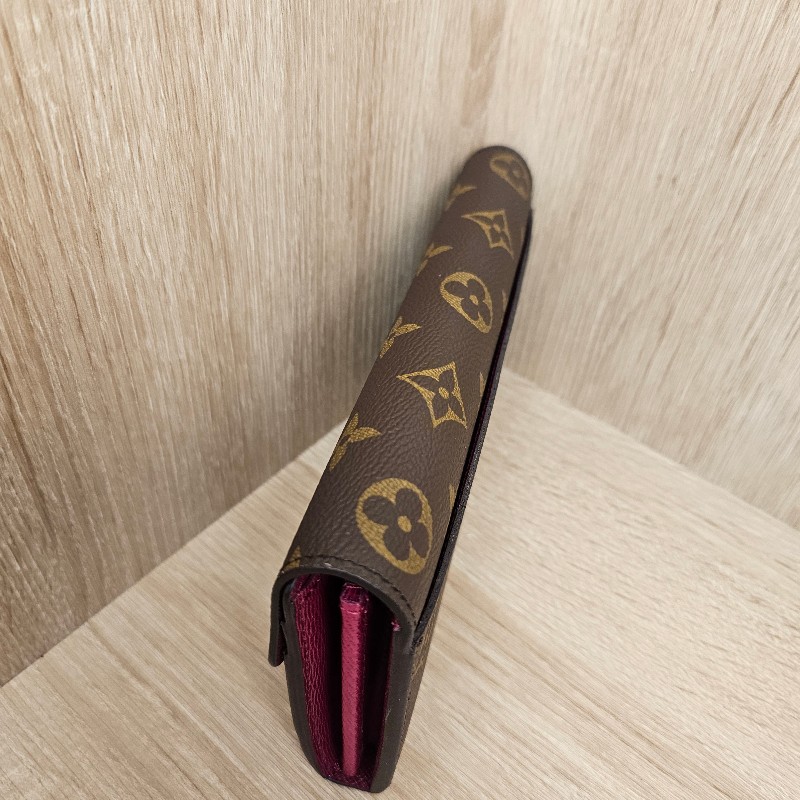 [品況新LV銷量最好長夾❣️] LV老花金釦紫紅Sarah長夾-5