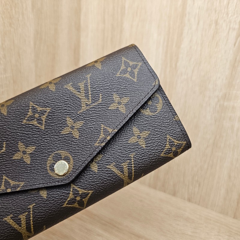 [品況新LV銷量最好長夾❣️] LV老花金釦紫紅Sarah長夾-6